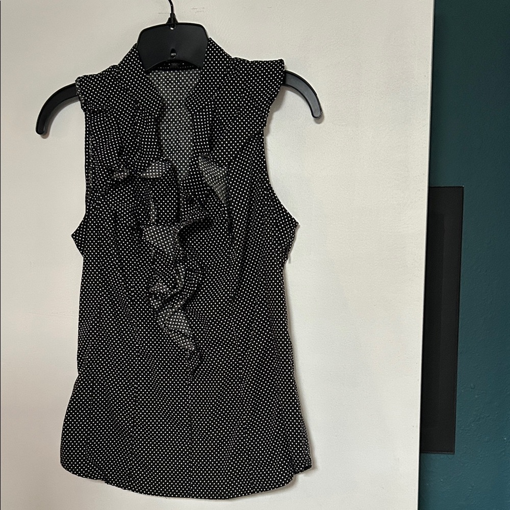 Express Black and White Ruffle Blouse